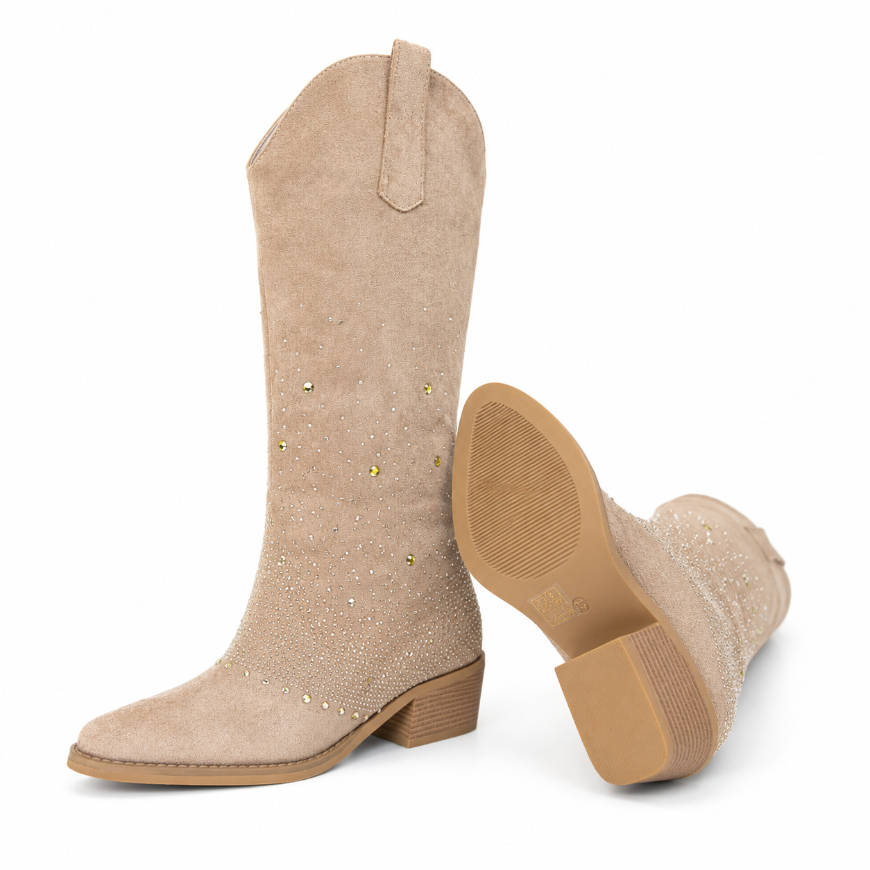 Aurora Champagne Sparkle Western Cowboy Knee High Boots