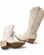 Ivory Belle Embroidered Western Cowboy Boots