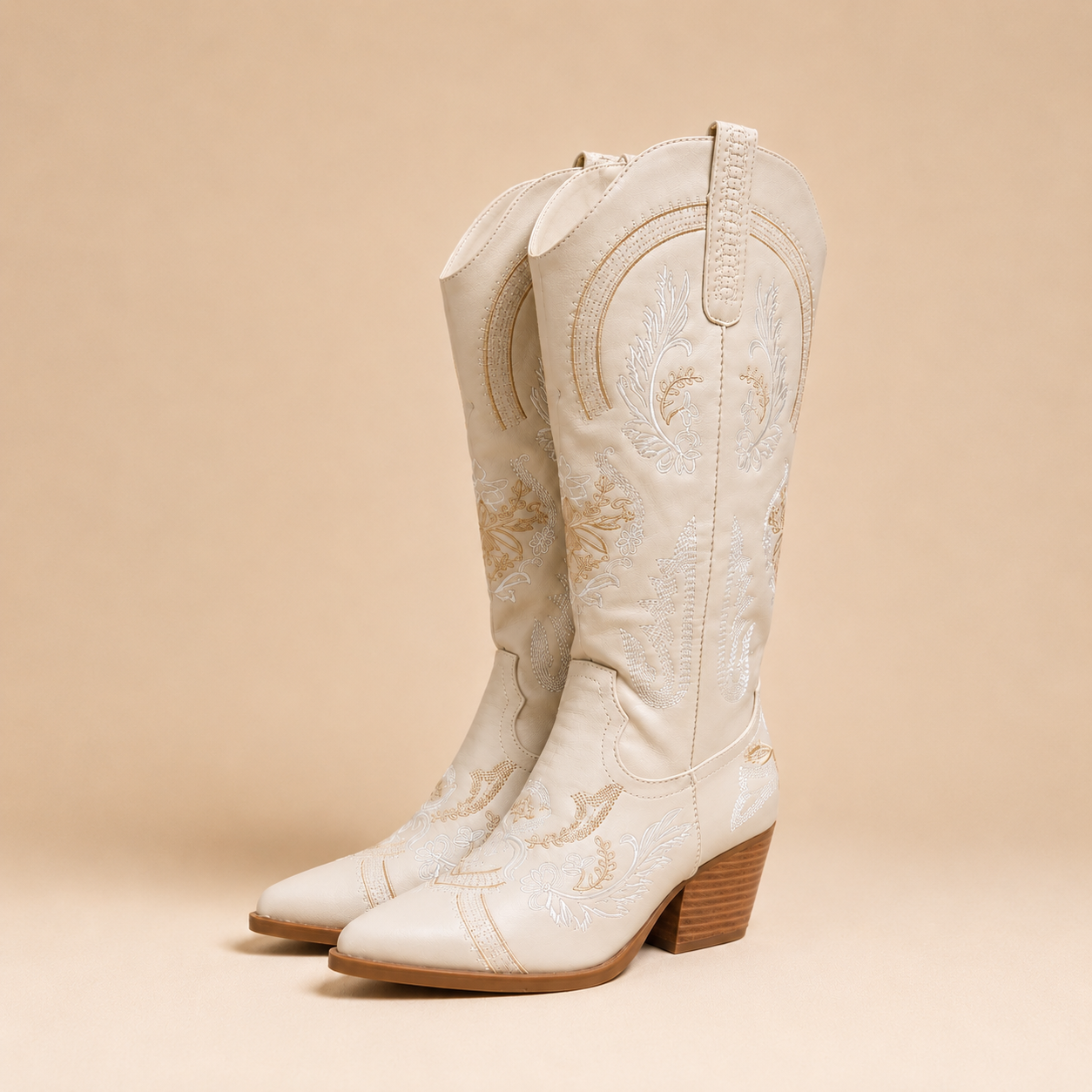 Ivory Belle Embroidered Western Cowboy Boots