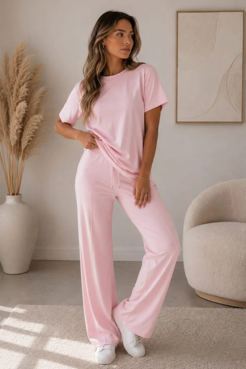 Sienna Side-Cinch Wide-Leg Loungewear Set