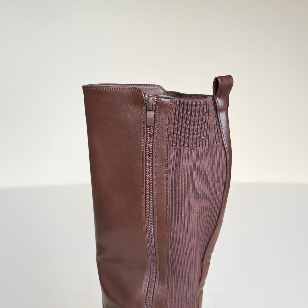 IconBuckle Chocolate Brown Knee-High Boots with Gold Buckle & Chunky Sole