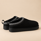 IconCozy Black Plush-Lined Suede Mule Slippers