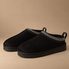 IconCozy Black Plush-Lined Suede Mule Slippers