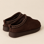 IconCozy Chocolate Brown Plush-Lined Suede Mule Slippers