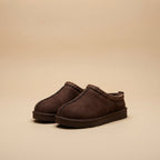 IconCozy Chocolate Brown Plush-Lined Suede Mule Slippers
