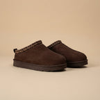 IconCozy Chocolate Brown Plush-Lined Suede Mule Slippers