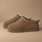 IconCozy Taupe Plush-Lined Suede Mule Slippers