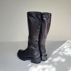 IconEdge Dark Brown Knee-High Biker Boots with Chunky Sole