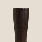 IconEdge Black Knee-High Biker Boots with Chunky Sole