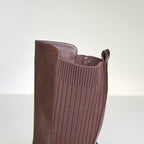 IconFlex Chocolate Brown Knee-High Boots with Stretch Panel & Chunky Sole