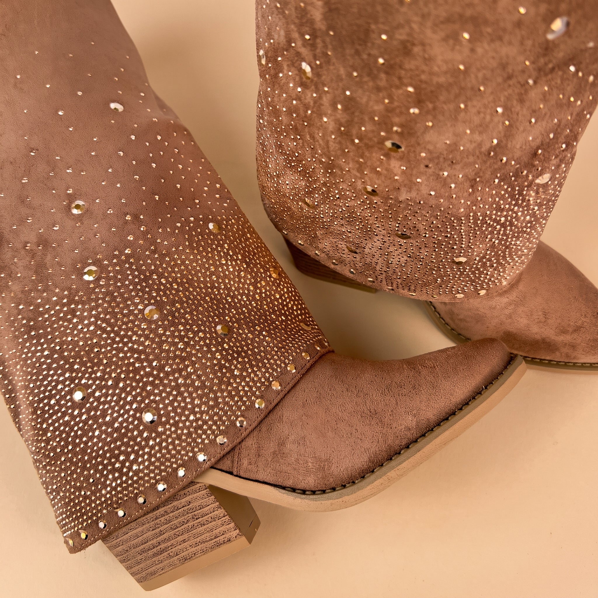Sienna Mocha Rhinestone Fold-Over Cowboy Festival Boots