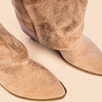 IconSierra Camel Suede Embroidered Western Cowboy Knee High Boots